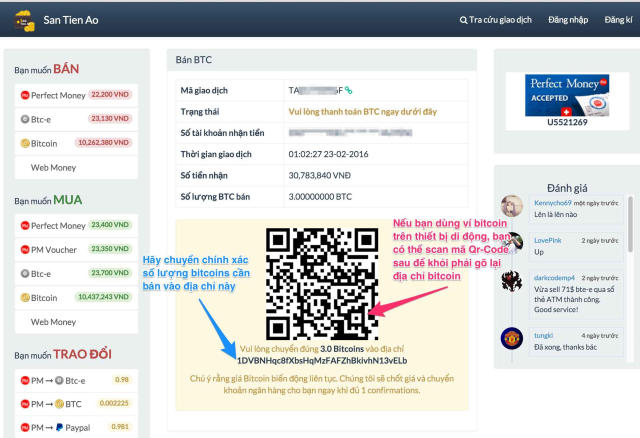 Chuyển Bitcoin bạn đang có tới ví Santienao