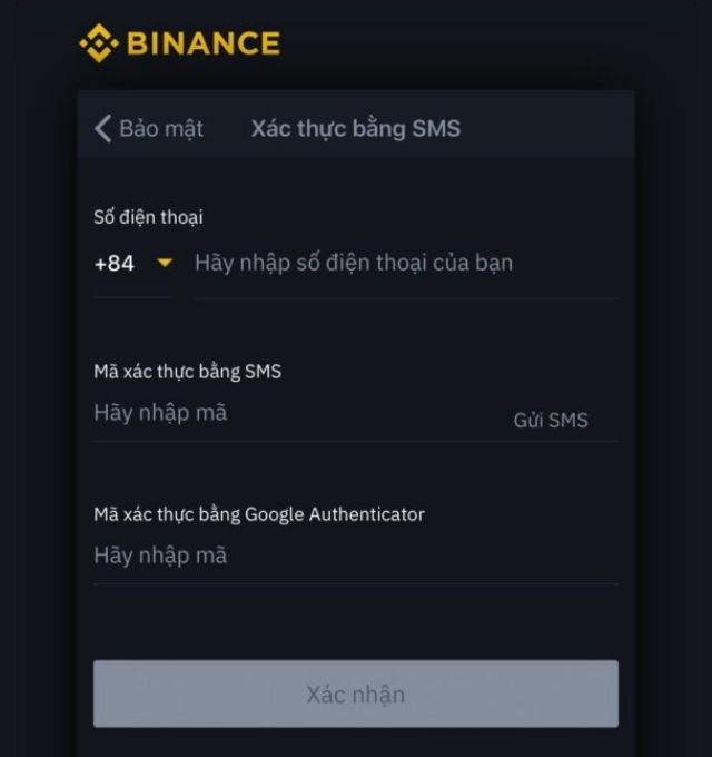 Hướng dẫn đăng ký sàn Binance và xác thực SMS trên App