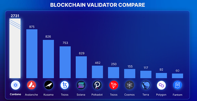 So những blockchain platform trên thị trường thì Cardano hiện có lượng Validator lớn nhất